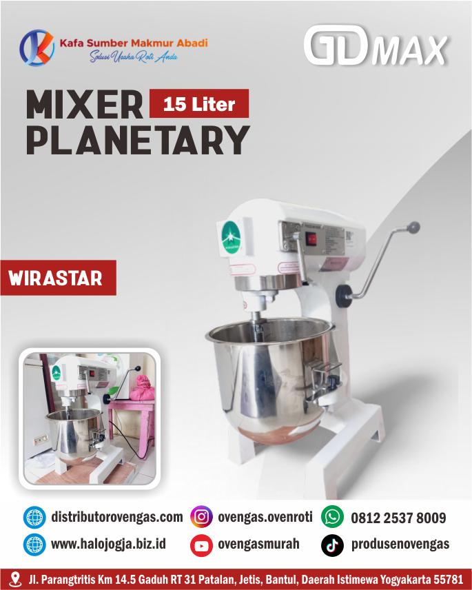Mixer Roti Planetary 15 Liter Wirastar
